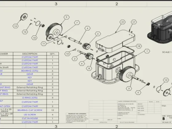 Top level assembly drawing of the gear reducer with its parts list